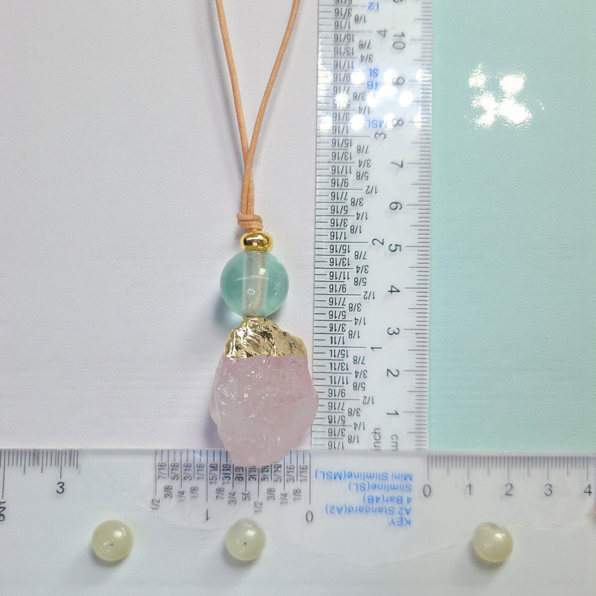 Rose Quartz Necklace, Raw Fluorite Chunky Crystal Pendant, Pink Stone Spiritual Jewelry, Love Healing Gift, adjustable leather cord