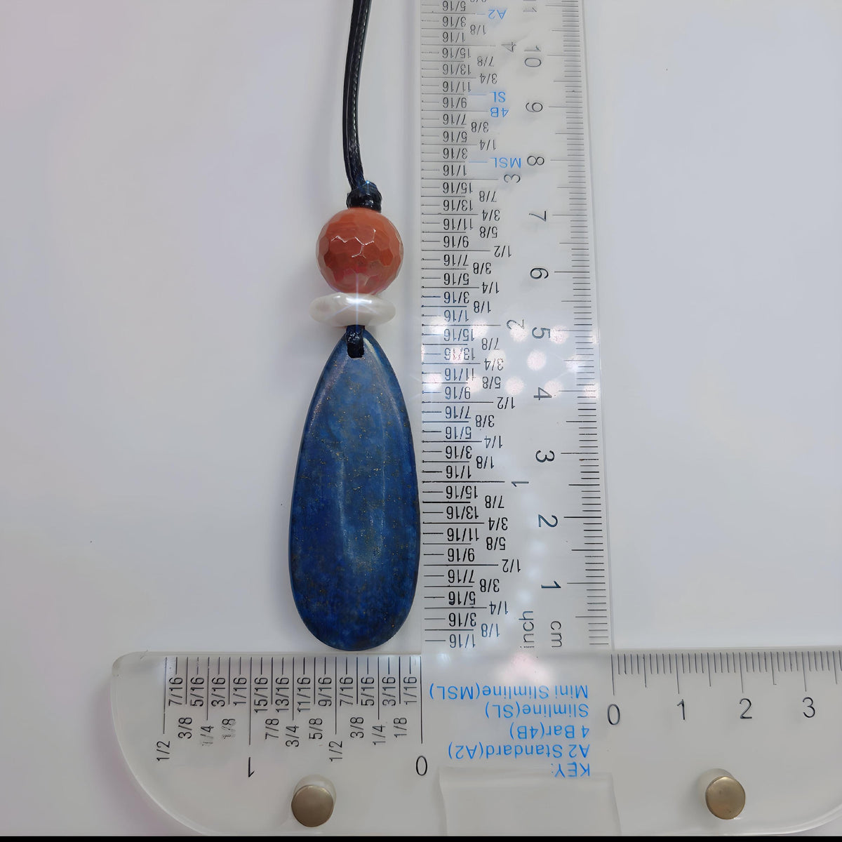 Chunky Lapis lazuli Necklace Natural Pearl Pendant Geometric Red Jasper Jewelry Adjustable Vegan Leather Up to 30 inches