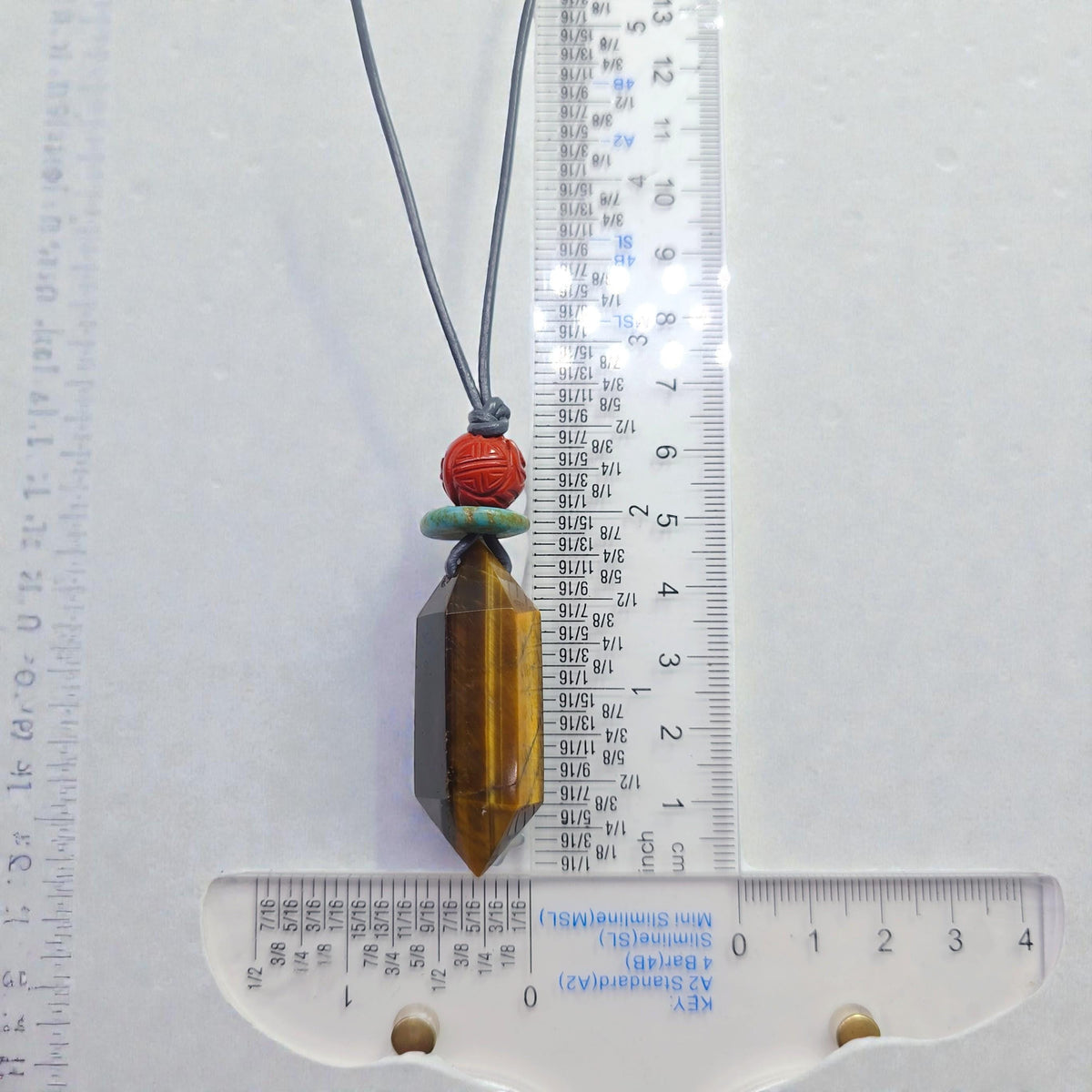 Tiger's Eye Necklace Natural Crystal Chunky Point Pendant for Men and Women Healing Talisman Jewelry Adjustable Leather Cord