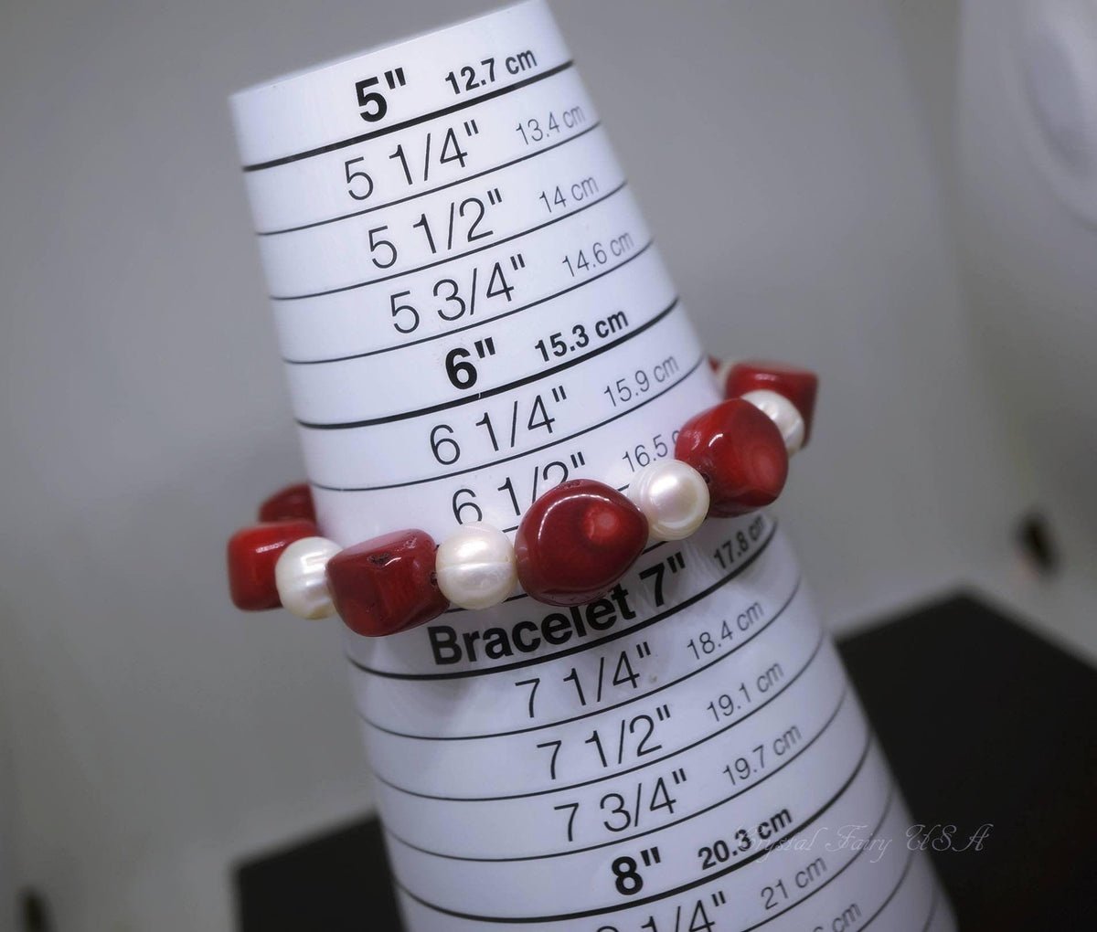 Red Coral & Freshwater Pearl Bracelet - Boho Gemstone Jewelry, Chunky Stone Gift