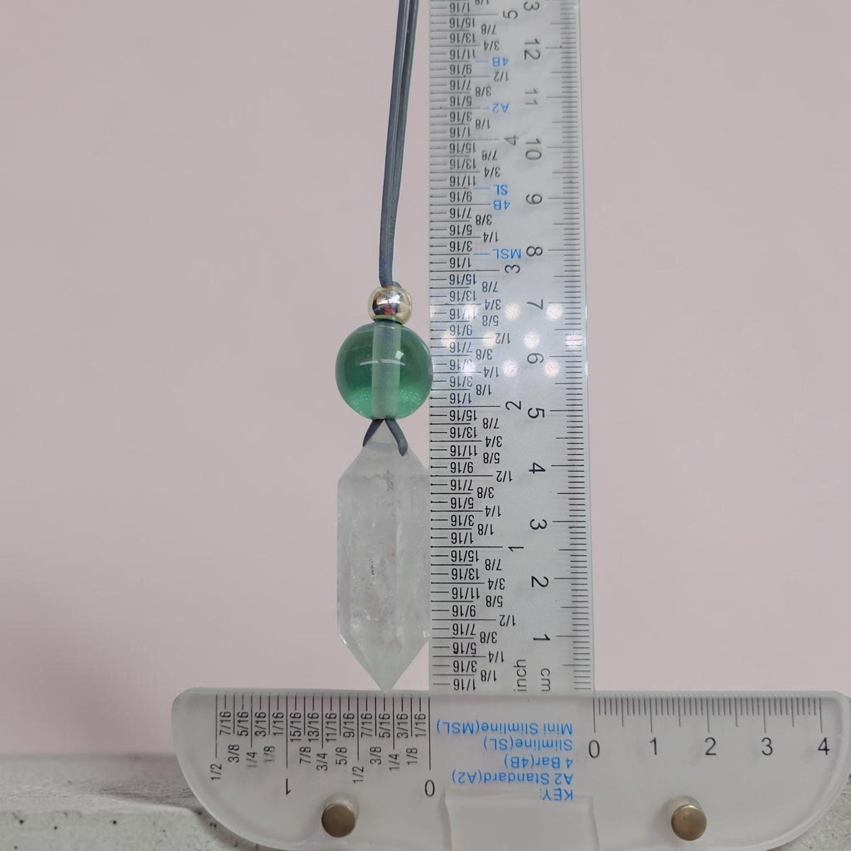 Natural clear quartz Point Necklace Green Fluorite Pendant Chunky Crystal Healing Stone Jewelry adjustable leather up to 30 inches.
