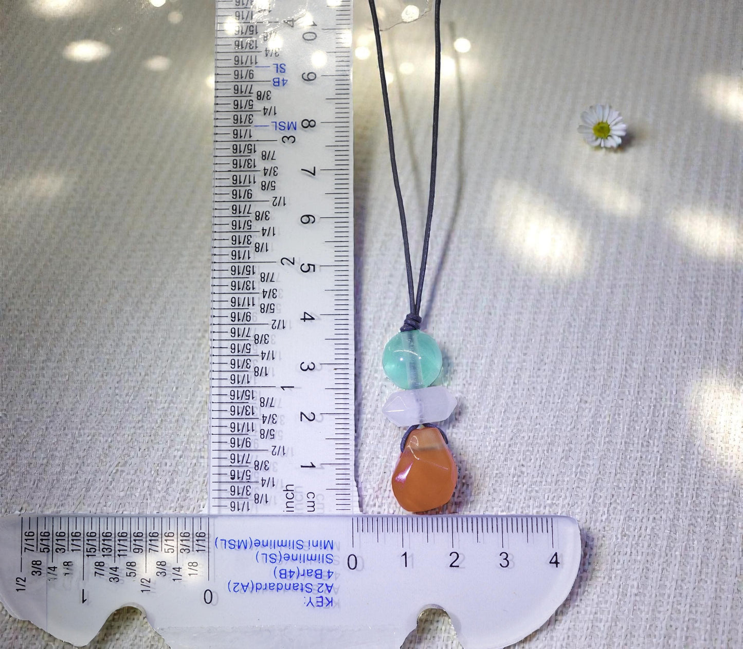 Natural Carnelian Fluorite Quartz Necklace, Zen Leather Cord Pendant, Chunky Geometric Crystal Jewelry, Boho Minimalist Gift for Her #2066