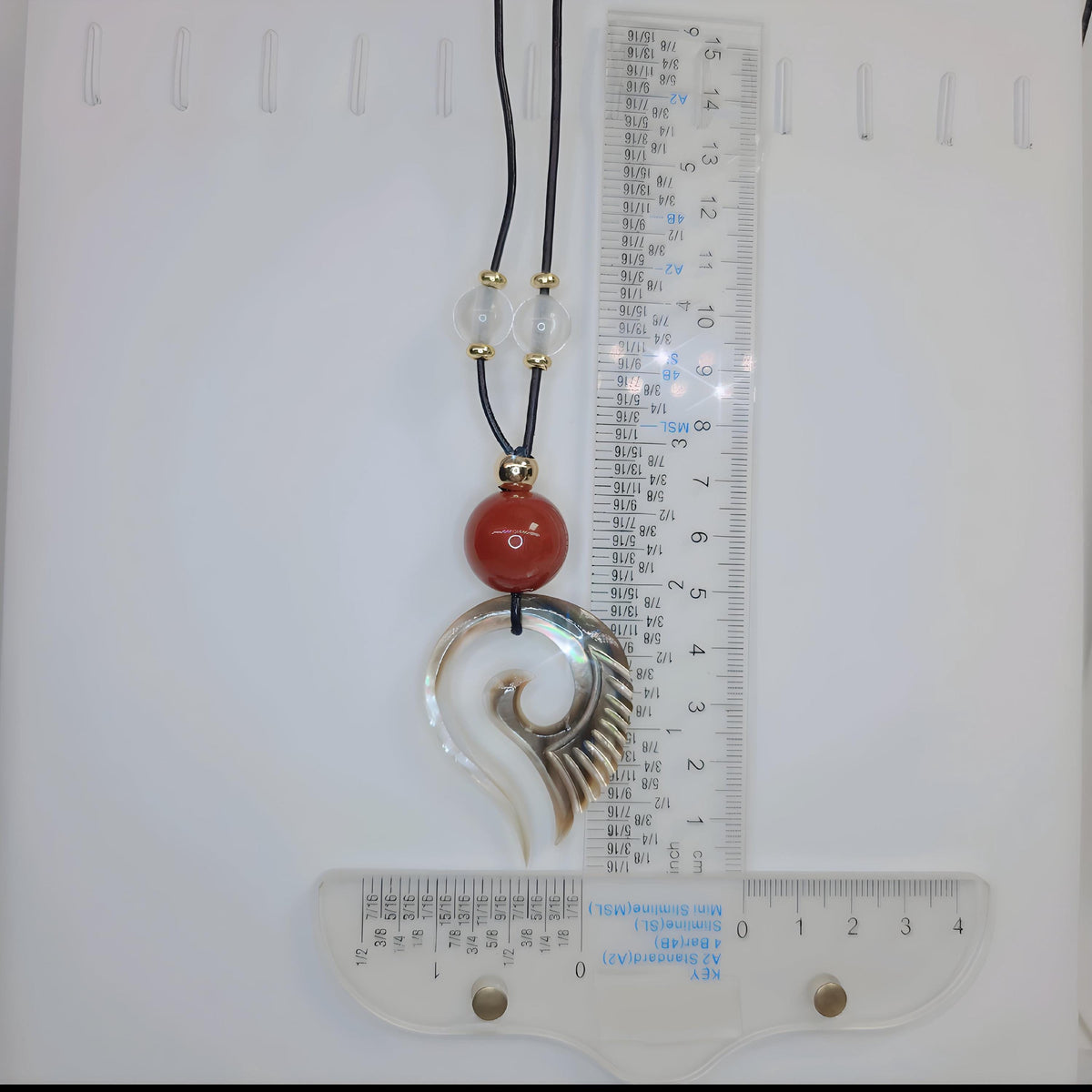 Shell & Red Agate Spiral Pendant Necklace, Mother of Pearl Wing Jewelry, Adjustable Cord up to 24", Unique Chunky Stone Spiritual Gift