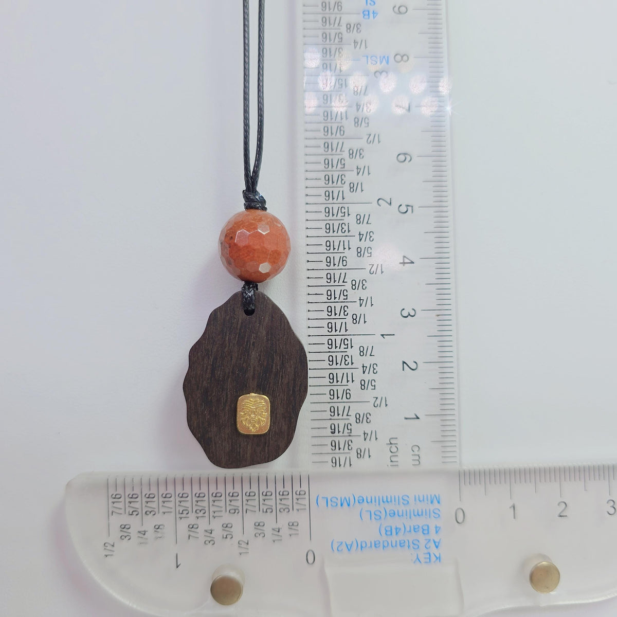 Natural Agarwood Pendant Necklace With Faceted Red jasper, organic wood carving with Gold Lion Totem, Zen Meditation Jewelry Chunky Stone
