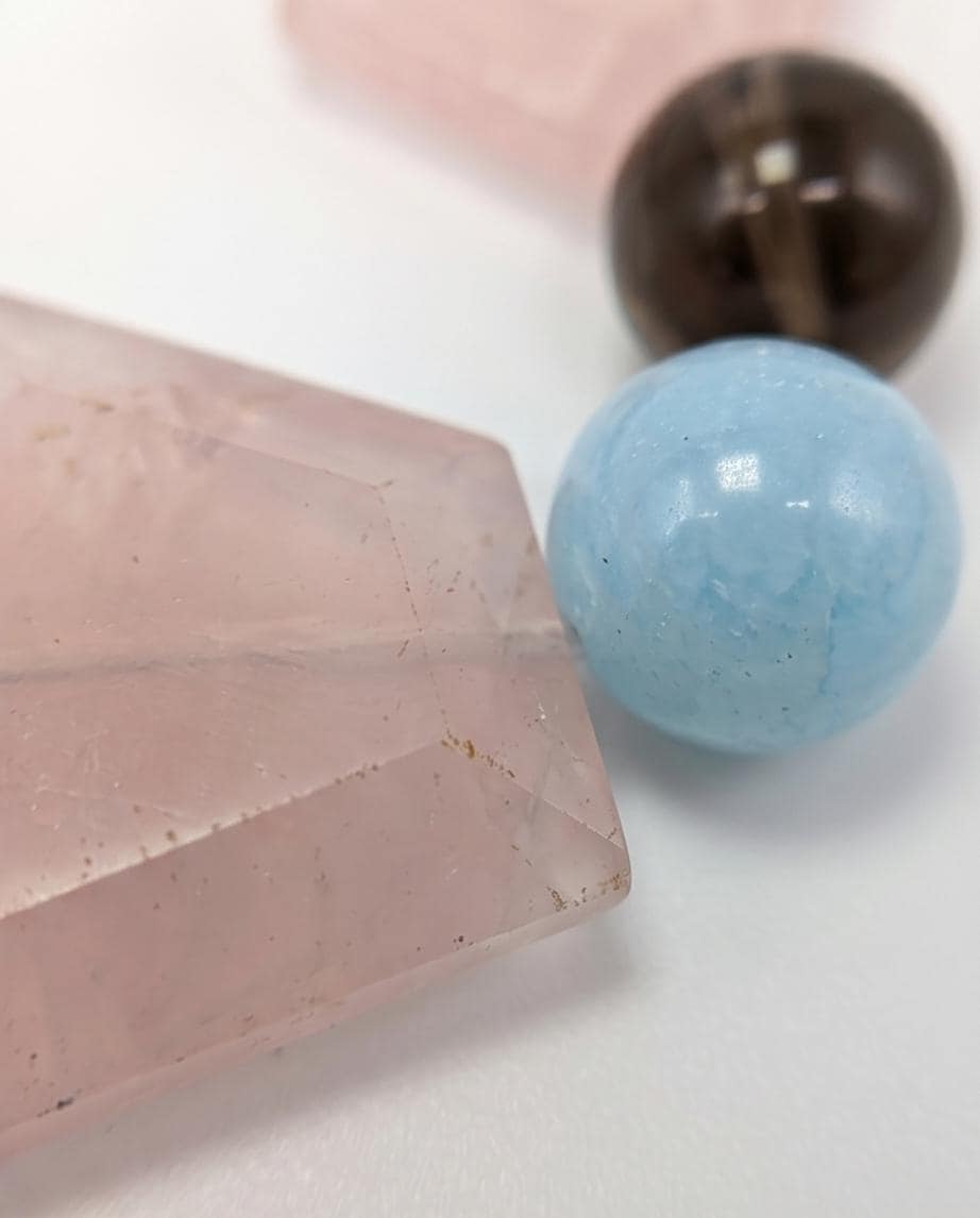 Chunky Rose Quartz Aquamarine Necklace, Geometric Raw Crystal Statement Choker, Smoky Quartz Healing Gemstone Jewelry Bold Pastel Gemstone