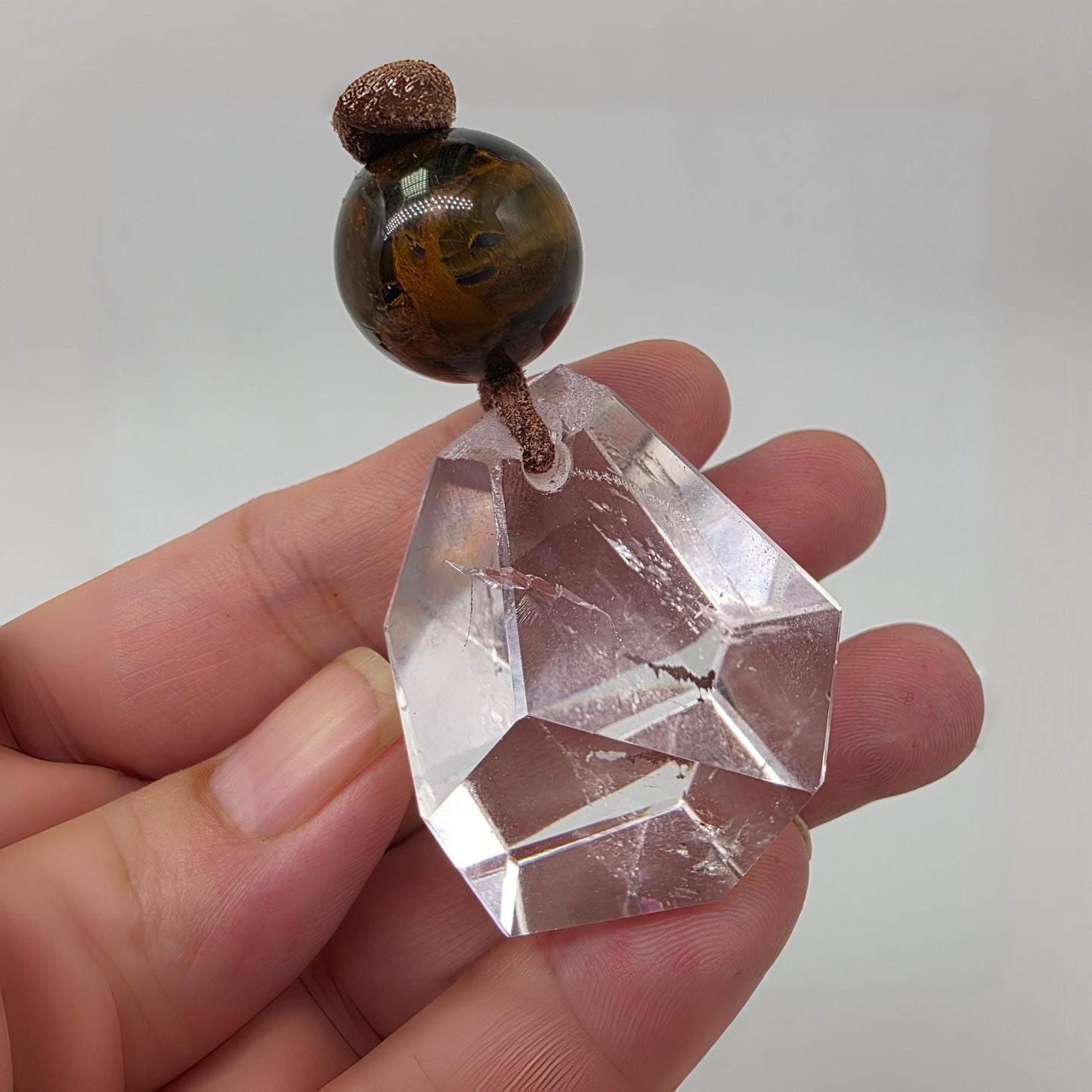 Large Chunky Raw Clear Quartz Necklace Faceted Himalaya Crystal Point Pendant Tiges Eye Jewelry Men Necklace Crysta Yoge Reiki Healing Gift