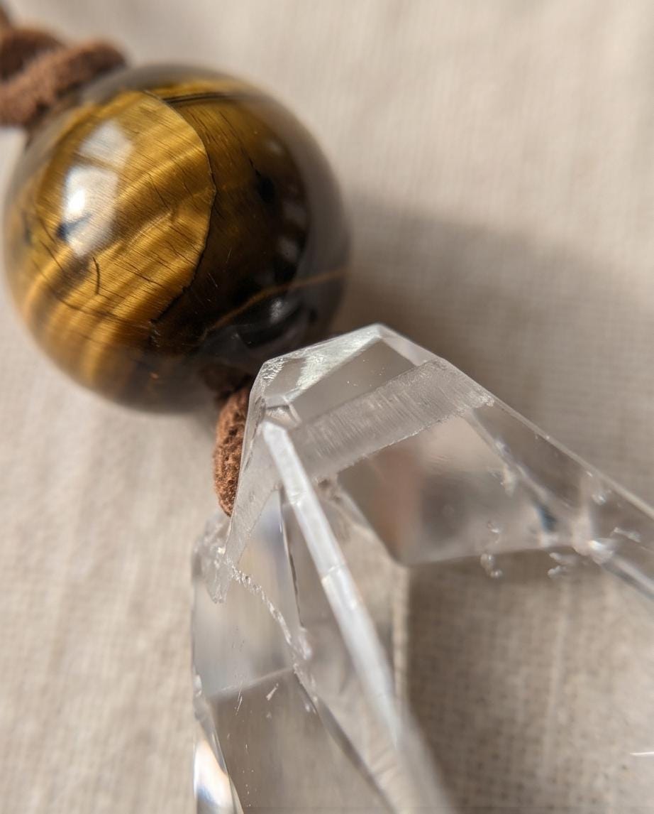 Large Chunky Raw Clear Quartz Necklace Faceted Himalaya Crystal Point Pendant Tiges Eye Jewelry Men Necklace Crysta Yoge Reiki Healing Gift
