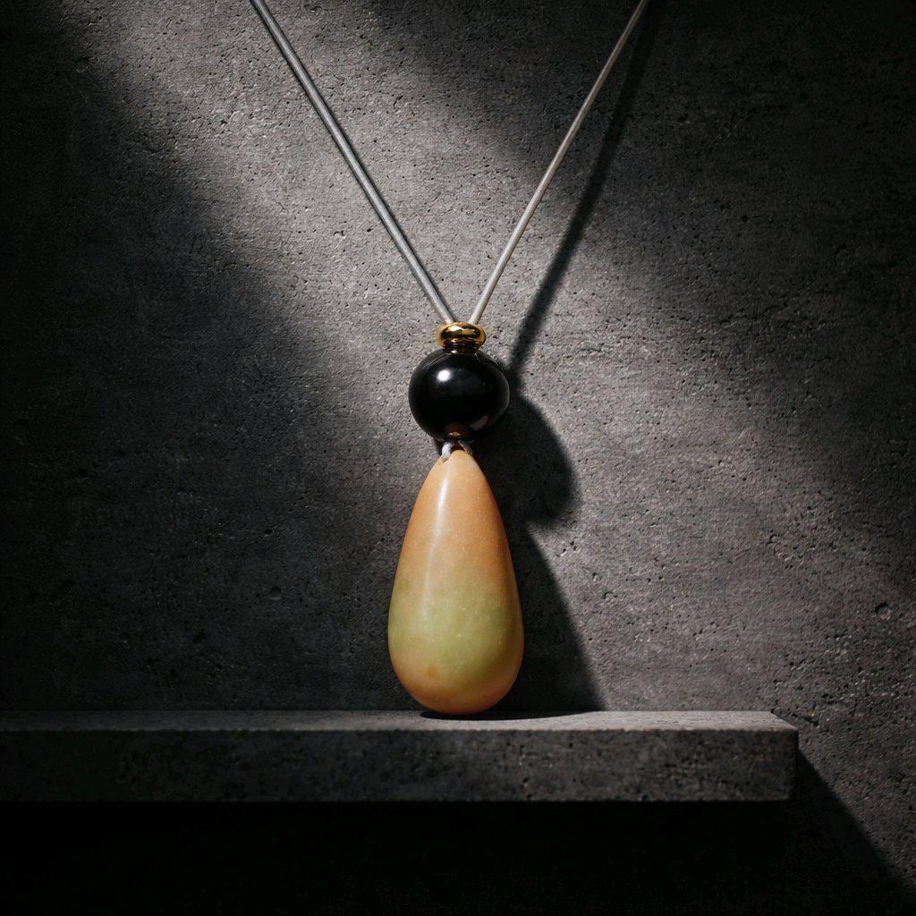 Real Glow in the Dark Gemstone Necklace with Black Obsidian, Genuine Leather Cord, Adjustable Up to 30", Luminous Chunky Stone Jewelry