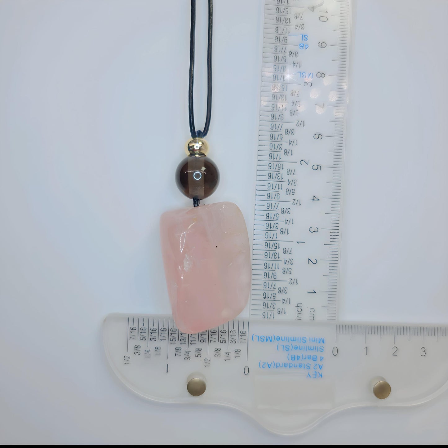 Large Raw Chunky Rose Quartz Necklace with Smoky Quartz Crystal healing jewelry, Genuine Leather Cord Adjustable up to 30 inches