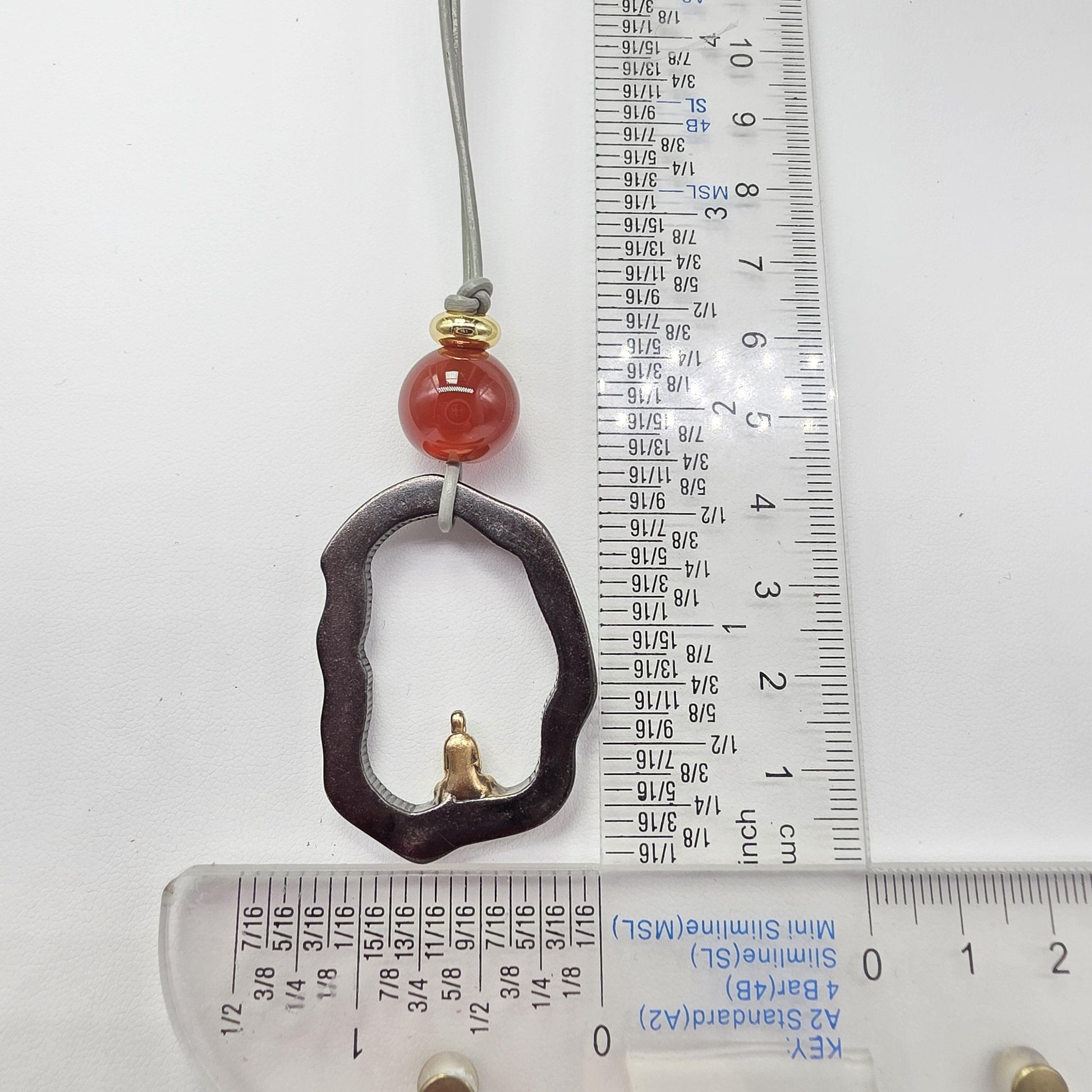 Zen Buddha Pendant Necklace in Titanium Steel, Red Agate Spiritual Amulet, Meditating Monk Leather Cord Protection Jewelry Yoga Chunky Gift