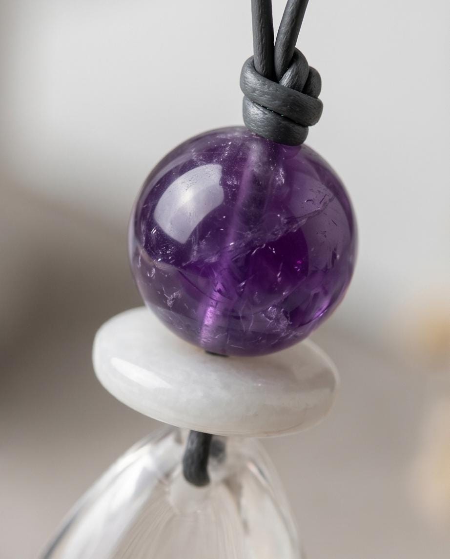 Clear Quartz Necklace, Baroque Pearl Jewelry, Natural Amethyst Pendant, Natural Chunky Stone Boho Gift, Genuine Leather cord Adjustable