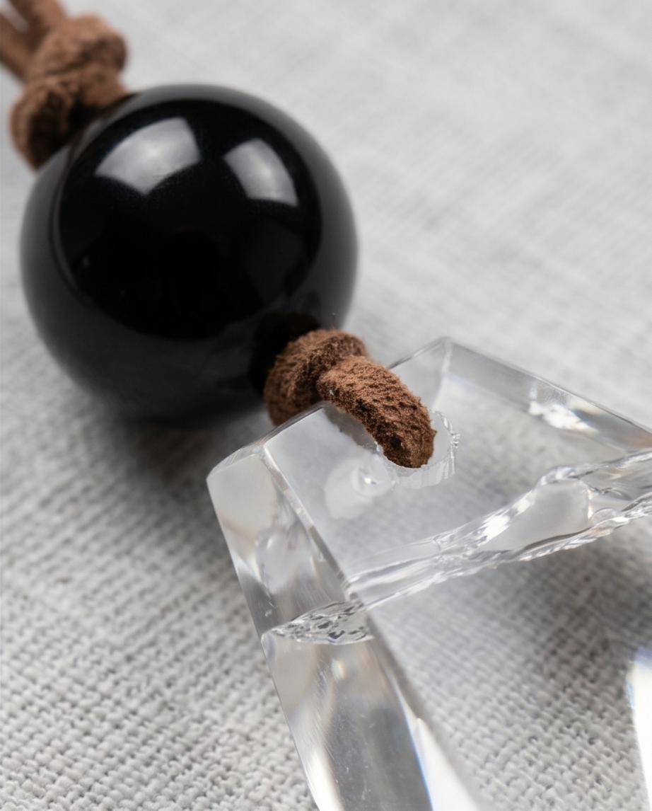 Clear Quartz Necklace Chunky Himalayan Crystal Freeform Geometry Clear Quartz Jewelry Black Agate For Man and Women Yoga Pendant