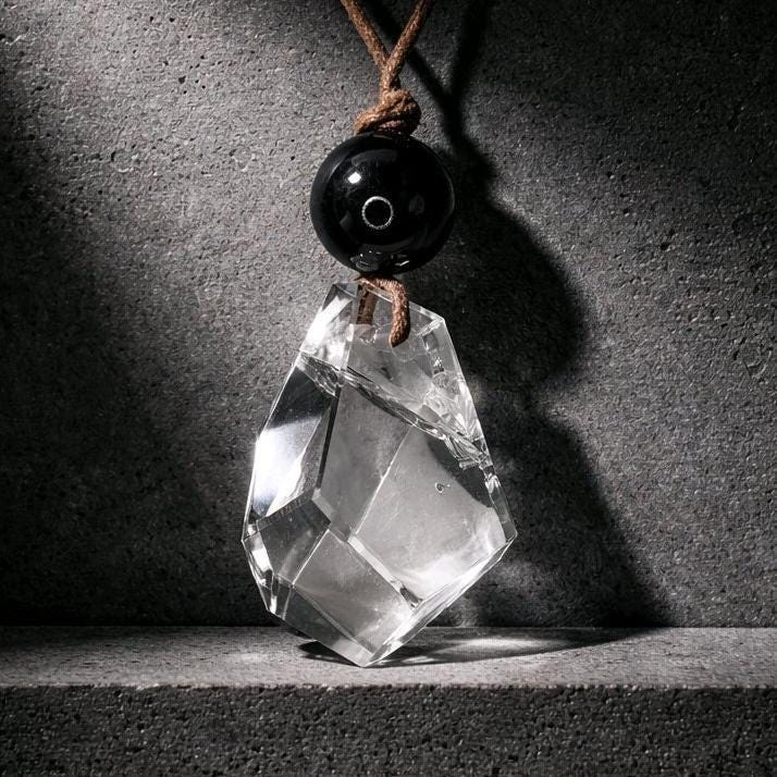 Clear Quartz Necklace Chunky Himalayan Crystal Freeform Geometry Clear Quartz Jewelry Black Agate For Man and Women Yoga Pendant
