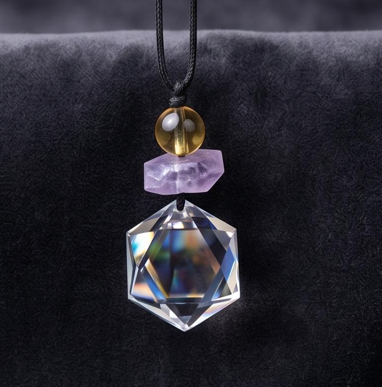 Natural Clear Quartz Hexagram Necklace, Star of David Pendant, Amethyst Citrine Healing Jewelry, Adjustable Cord Chunky Crystal quartz #2093