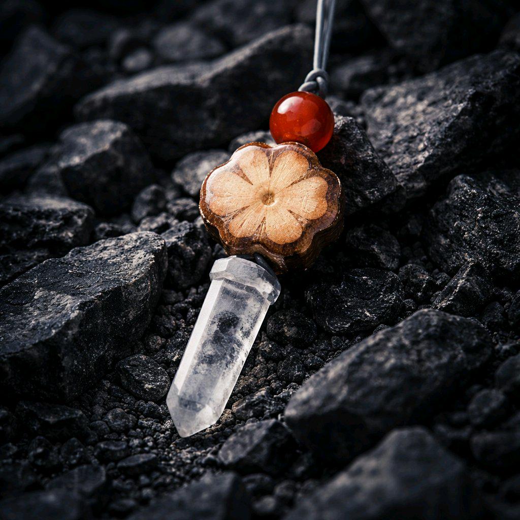 Ayahuasca Necklace, Geometric Clear Quartz Point Pendant, Unisex Sacred Plant Jewelry, Adjustable Leather Spiritual Gift