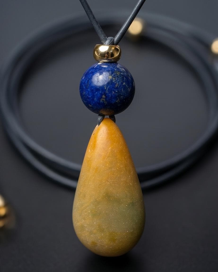 Glow in the Dark Necklace, Lapis Lazuli Pendant, Natural Luminous Stone Jewelry, Unique Night Glow Charm, Celestial Boho Chunky Gemstone