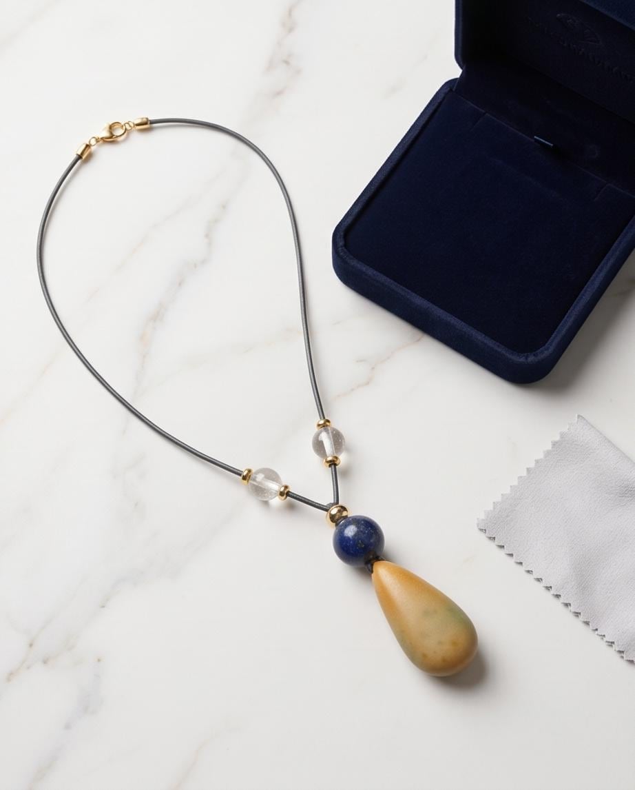 Glow in the Dark Necklace, Lapis Lazuli Pendant, Natural Luminous Stone Jewelry, Unique Night Glow Charm, Celestial Boho Chunky Gemstone