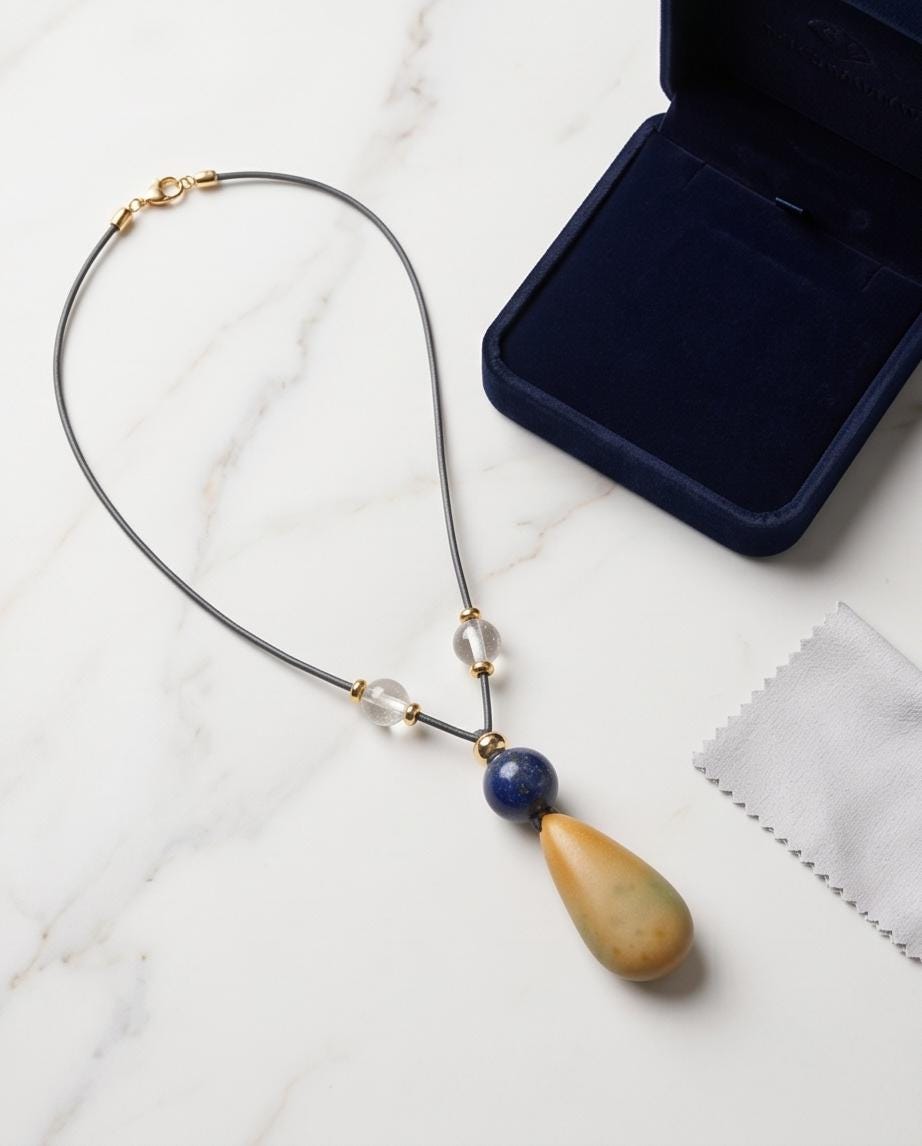 Glow in the Dark Necklace, Lapis Lazuli Pendant, Natural Luminous Stone Jewelry, Unique Night Glow Charm, Celestial Boho Gemstone Accessory