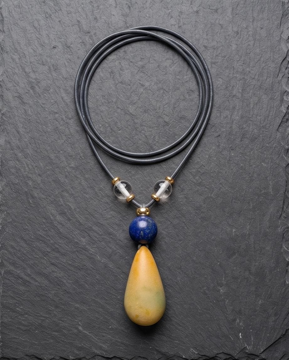Glow in the Dark Necklace, Lapis Lazuli Pendant, Natural Luminous Stone Jewelry, Unique Night Glow Charm, Celestial Boho Chunky Gemstone
