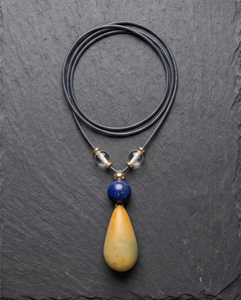 Glow in the Dark Necklace, Lapis Lazuli Pendant, Natural Luminous Stone Jewelry, Unique Night Glow Charm, Celestial Boho Gemstone Accessory
