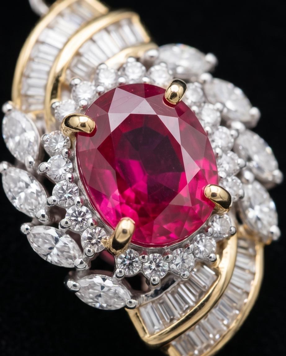 Fuchsia Ruby Necklace - Spiral of Life 1.5 CT Red Gemstone Pendant Spiritual Gemstone Flower Silver Gold Halo Swirl Leaf Jewelry #642