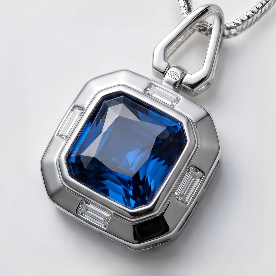 Square Tanzanite Necklace , sterling Silver Blue Gemstone pendant, November December Birthstone Gift