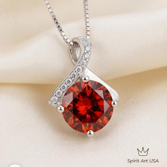 Simple Orange Sunstone Necklace - 2 CT Bowknot Sun Stone Pendant - 18KGP @ Sterling Silver - Orange Gemstone Jewelry 098