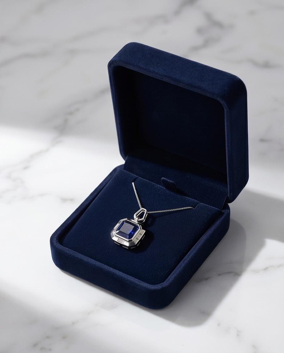 Square Tanzanite Necklace , sterling Silver Blue Gemstone pendant, November December Birthstone Gift