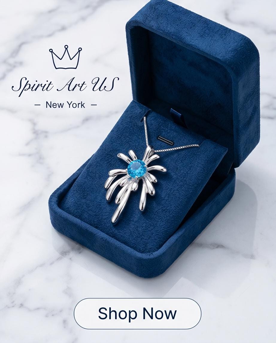 Blue Topaz Necklace - Sterling Silver Firework Necklace - 18KGP - November Birthstone #704