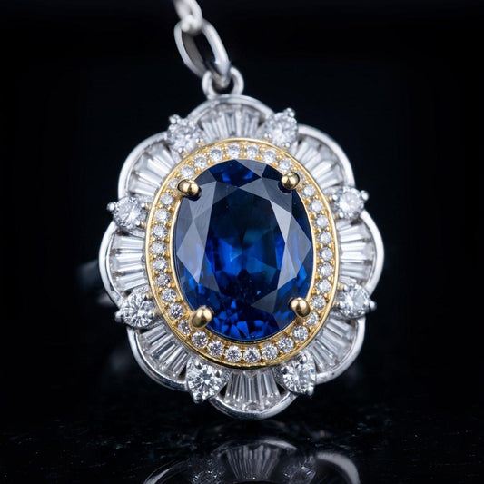 Tanzanite Necklace - Sterling Silver Flower Pendant - 18KGP @ Sterling Silver - December Birthstone - Lab Created Blue Tanzanite Pendant