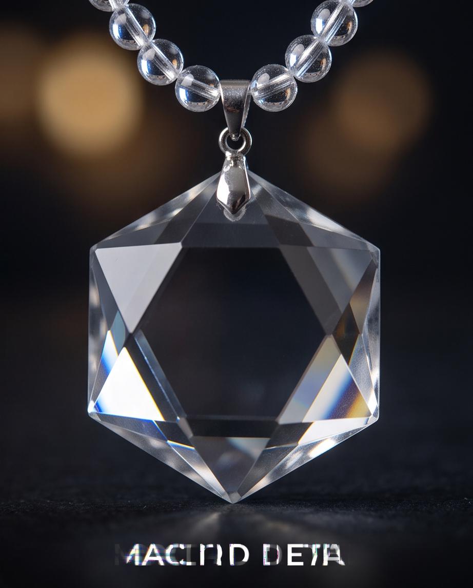 Clear Quartz Necklace, Star of David Pendant, Natural Chunky Crystal Geometry Jewelry, Clear Quartz Choker, Minimalist Gemstone Necklace