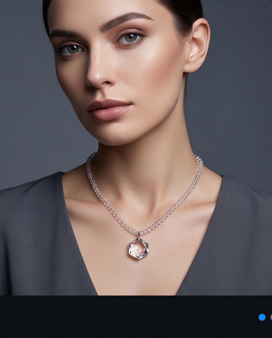 Clear Quartz Necklace, Star of David Pendant, Natural Chunky Crystal Geometry Jewelry, Clear Quartz Choker, Minimalist Gemstone Necklace