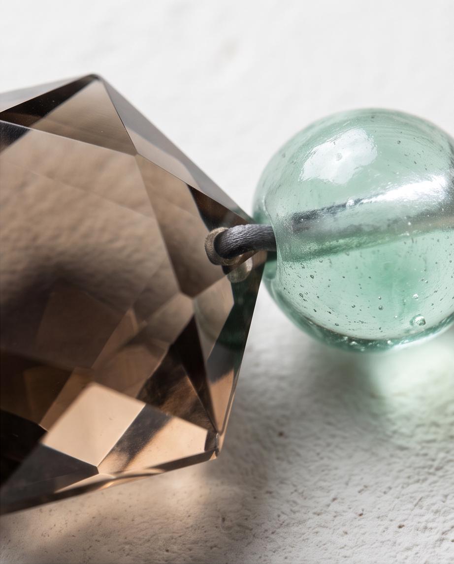 Smoky Quartz Necklace, Star of David Pendant, Green Fluorite, Adjustable Leather Cord, Sacred Geometry Jewelry, Crystal Healing Amulet