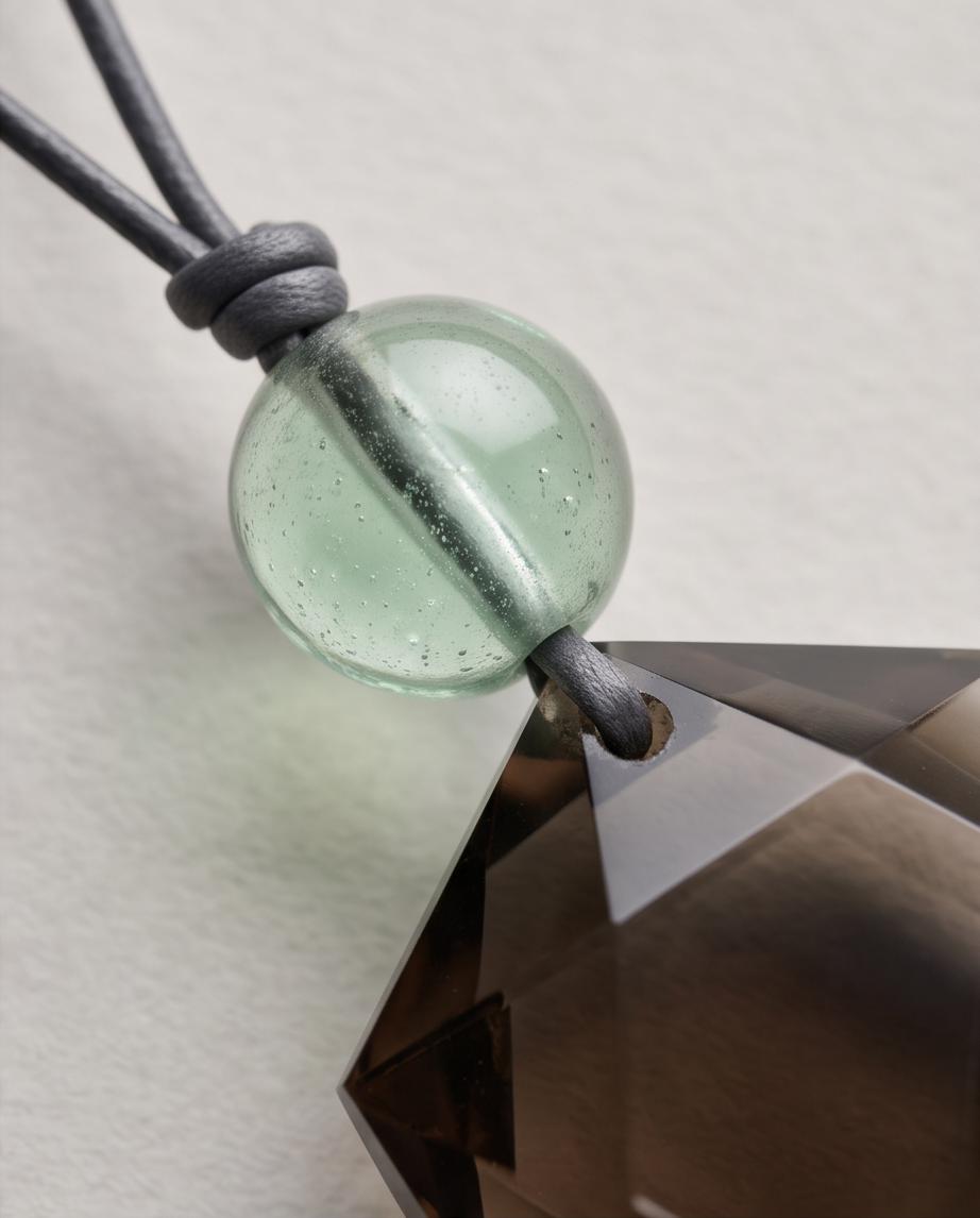 Smoky Quartz Necklace, Star of David Pendant, Green Fluorite, Adjustable Leather Cord, Sacred Geometry Jewelry, Crystal Healing Amulet