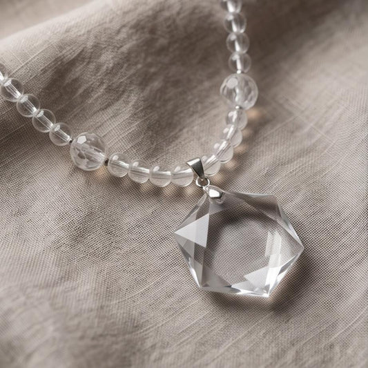 Clear Quartz Necklace, Star of David Pendant, Natural Chunky Crystal Geometry Jewelry, Clear Quartz Choker, Minimalist Gemstone Necklace