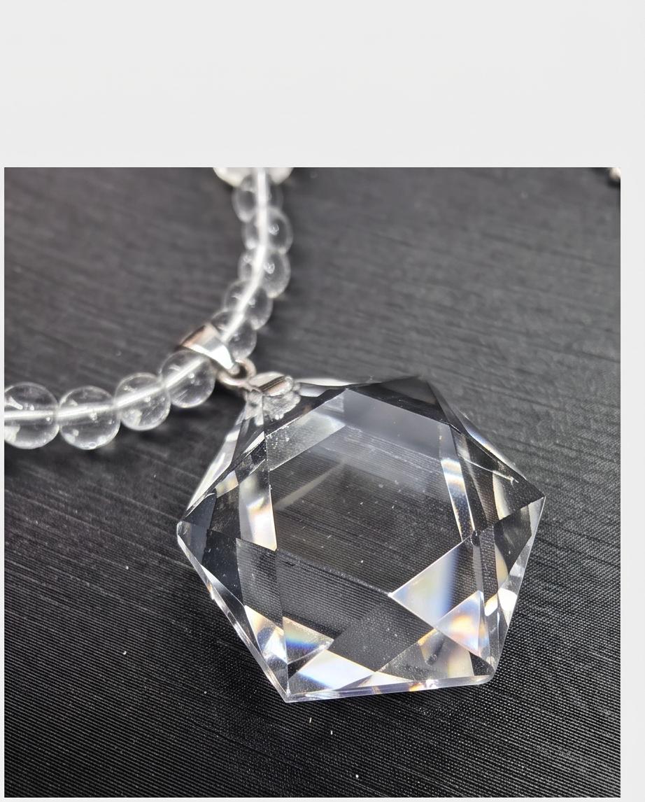 Clear Quartz Necklace, Star of David Pendant, Natural Chunky Crystal Geometry Jewelry, Clear Quartz Choker, Minimalist Gemstone Necklace