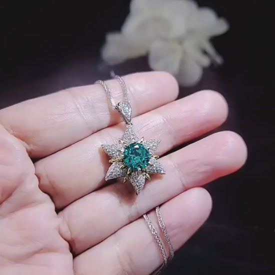 Greenish Blue Paraiba Necklace - Sterling Silver Star fish Paraiba Jewelry Blueish Green Paraiba tourmaline Pendant #831