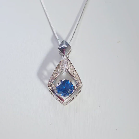 Blue Sapphire Dynamic Necklace-  Sterling Silver August September Birthstone Gift