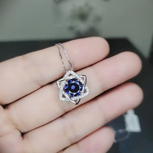 Tanzanite Necklace - Sterling Silver David Star Necklace -  December Birthstone -  Dainty Tanzanite Pendant #483