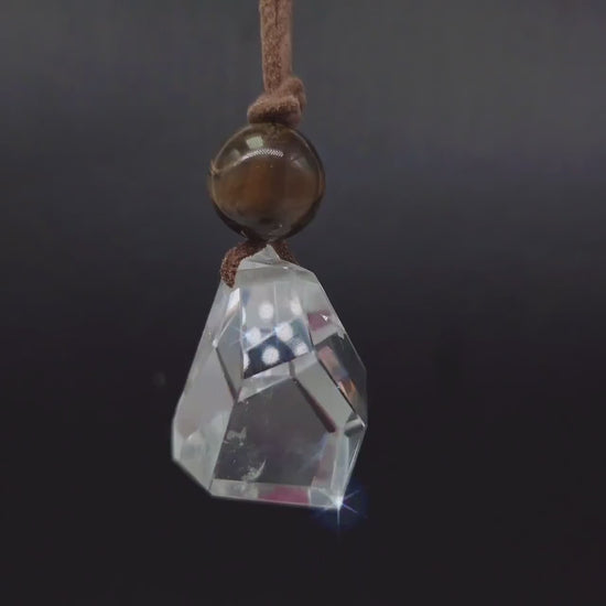 Large Chunky Raw Clear Quartz Necklace Faceted Himalaya Crystal Point Pendant Tiges Eye Jewelry Men Necklace Crysta Yoge Reiki Healing Gift