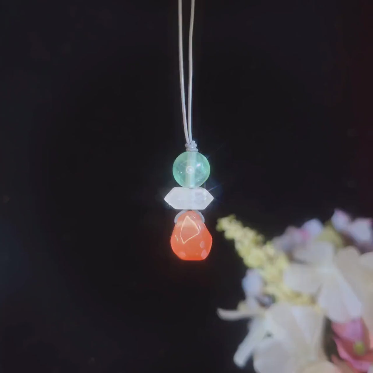 Natural Carnelian Fluorite Quartz Necklace, Zen Leather Cord Pendant, Chunky Geometric Crystal Jewelry, Boho Minimalist Gift for Her #2066