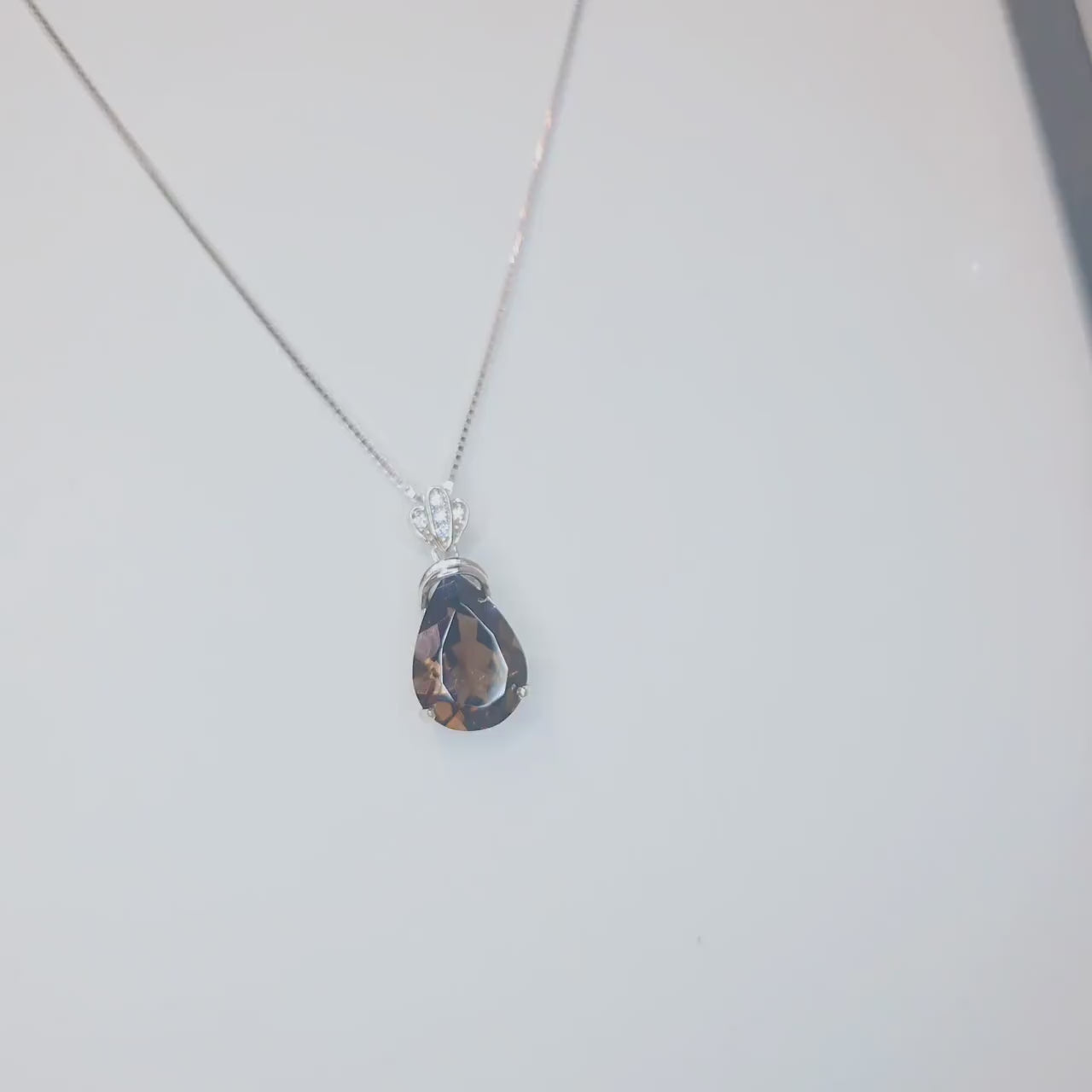 Genuine Smoky Quartz Necklace - 18kgp @ Sterling Silver - Protective Gemstone - Root Chakra Healing - teardrop Smoky Quartz Pendant