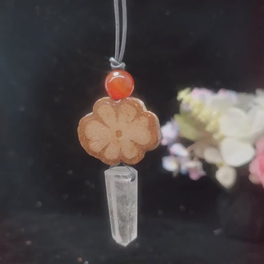 Ayahuasca Vine Necklace, Geometric Clear Quartz Point Pendant, Unisex Sacred Plant Jewelry, Adjustable Leather Spiritual Gift #2582