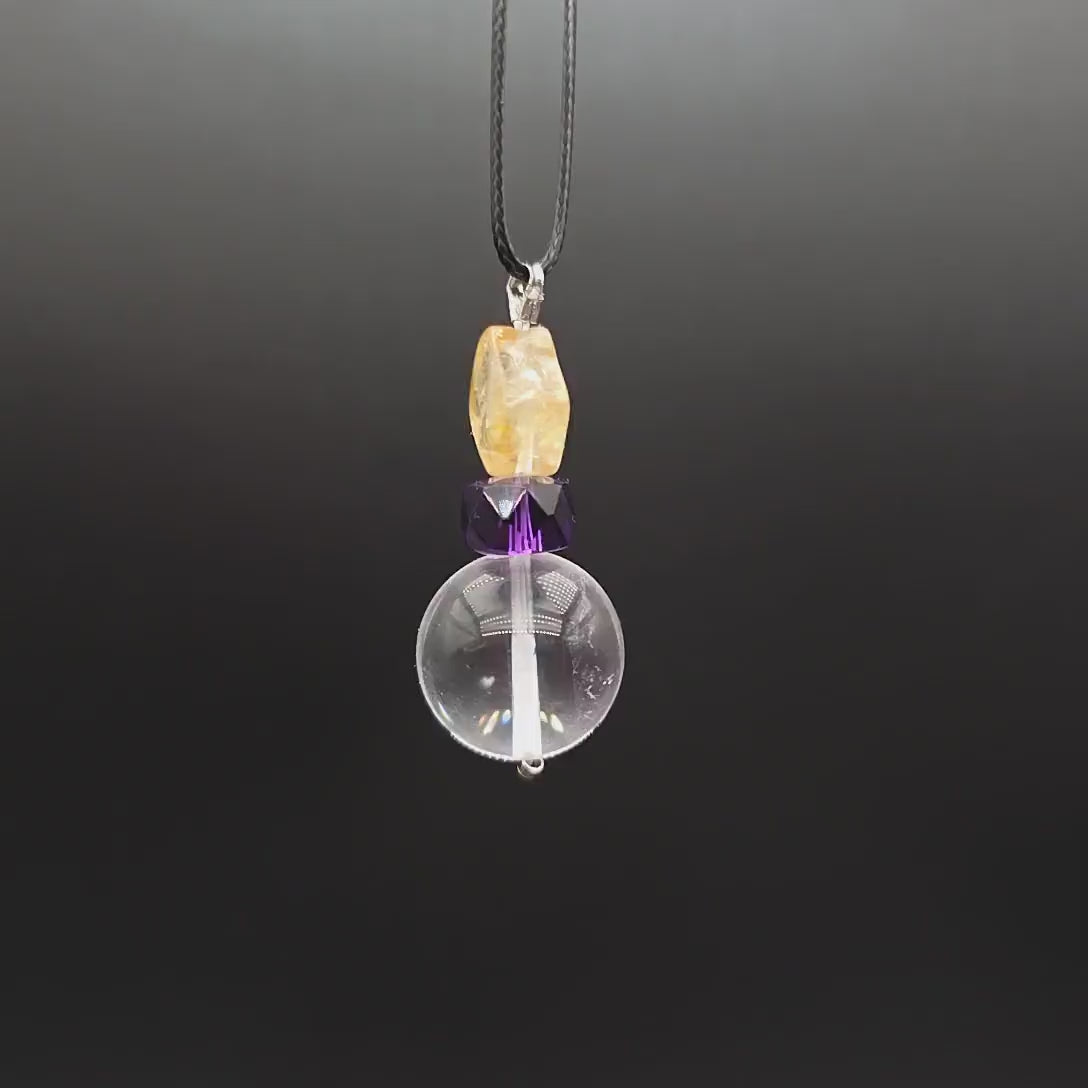 Large Chunky Clear Quartz Pendant Necklace Amethyst citrine Pendant Leather cord , Large Size Raw CRYSTAL Jewelry chunky stone jewelry #2332