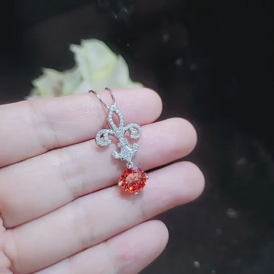 Sunstone Sapphire Necklace - Gemstone Kite Pendant - Red Orange Sunstone Jewelry #418