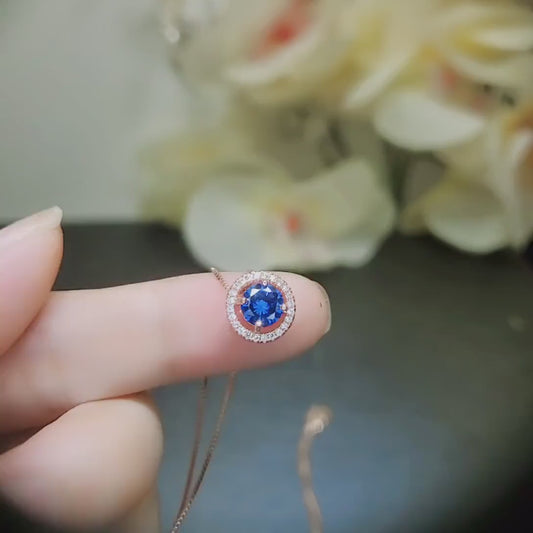 Tiny Tanzanite Rose Gold Sterling Silver Choker Round December Birthstone Necklace Little Tanzanite Choker Jewelry 084