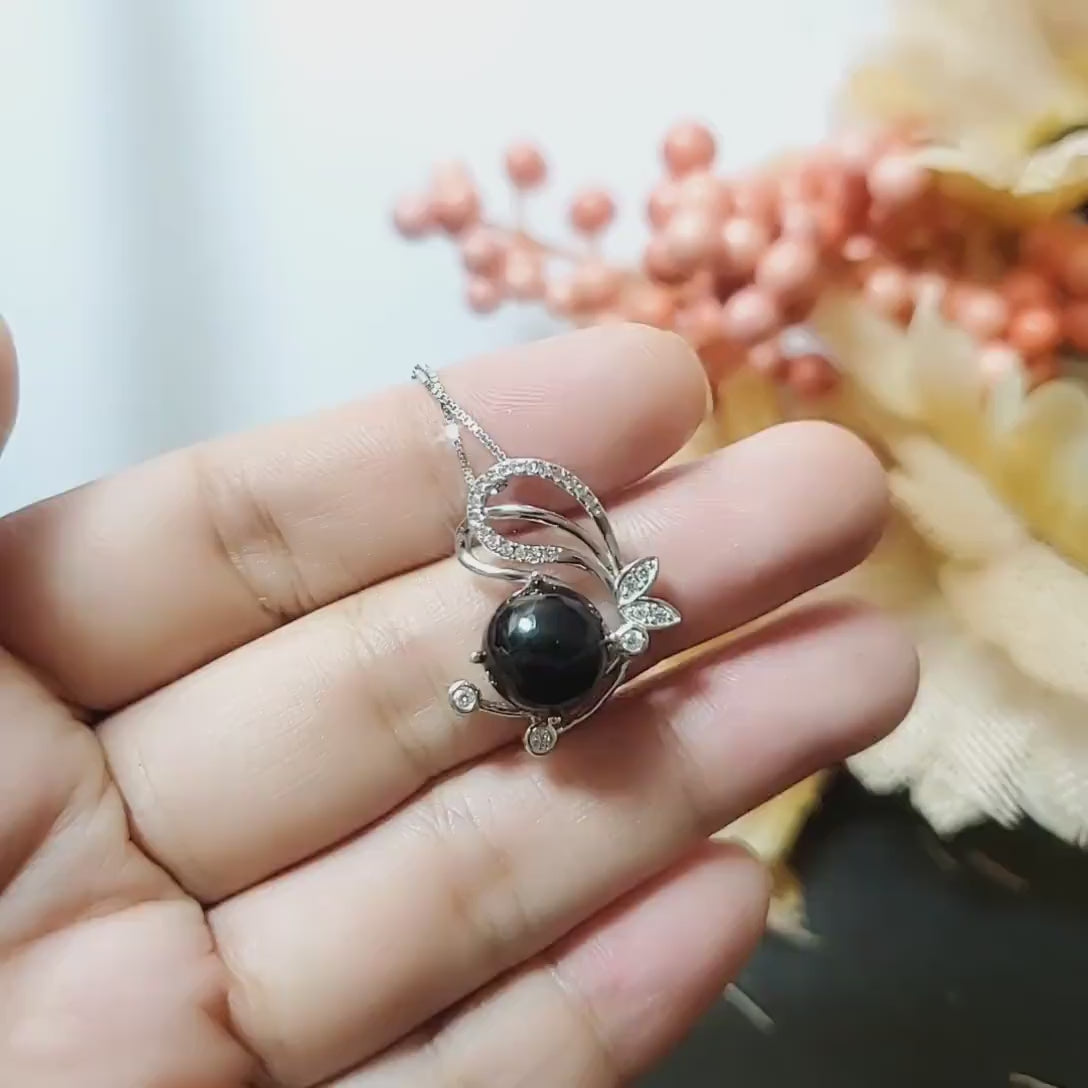 Black Onyx Necklace Butterfly Pendant Full Sterling Silver Made Protective gemstone healing  1021