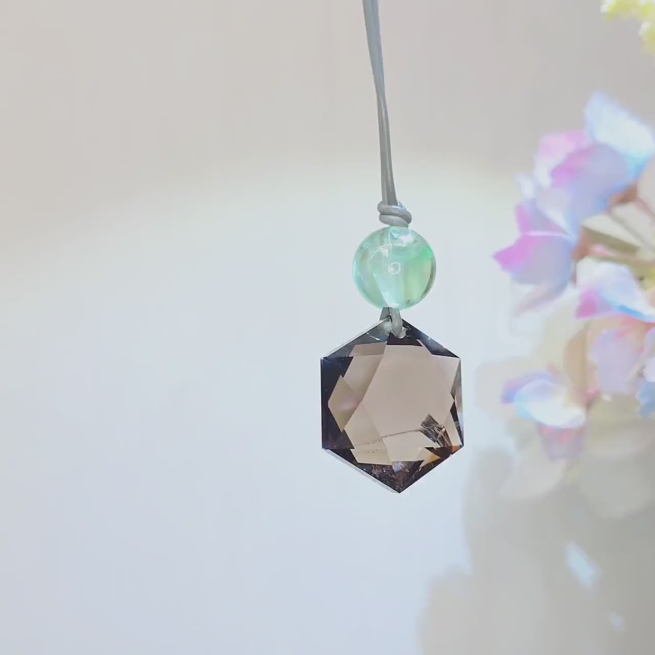 Smoky Quartz Necklace, Star of David Pendant, Green Fluorite, Adjustable Leather Cord, Sacred Geometry Jewelry, Crystal Healing Amulet