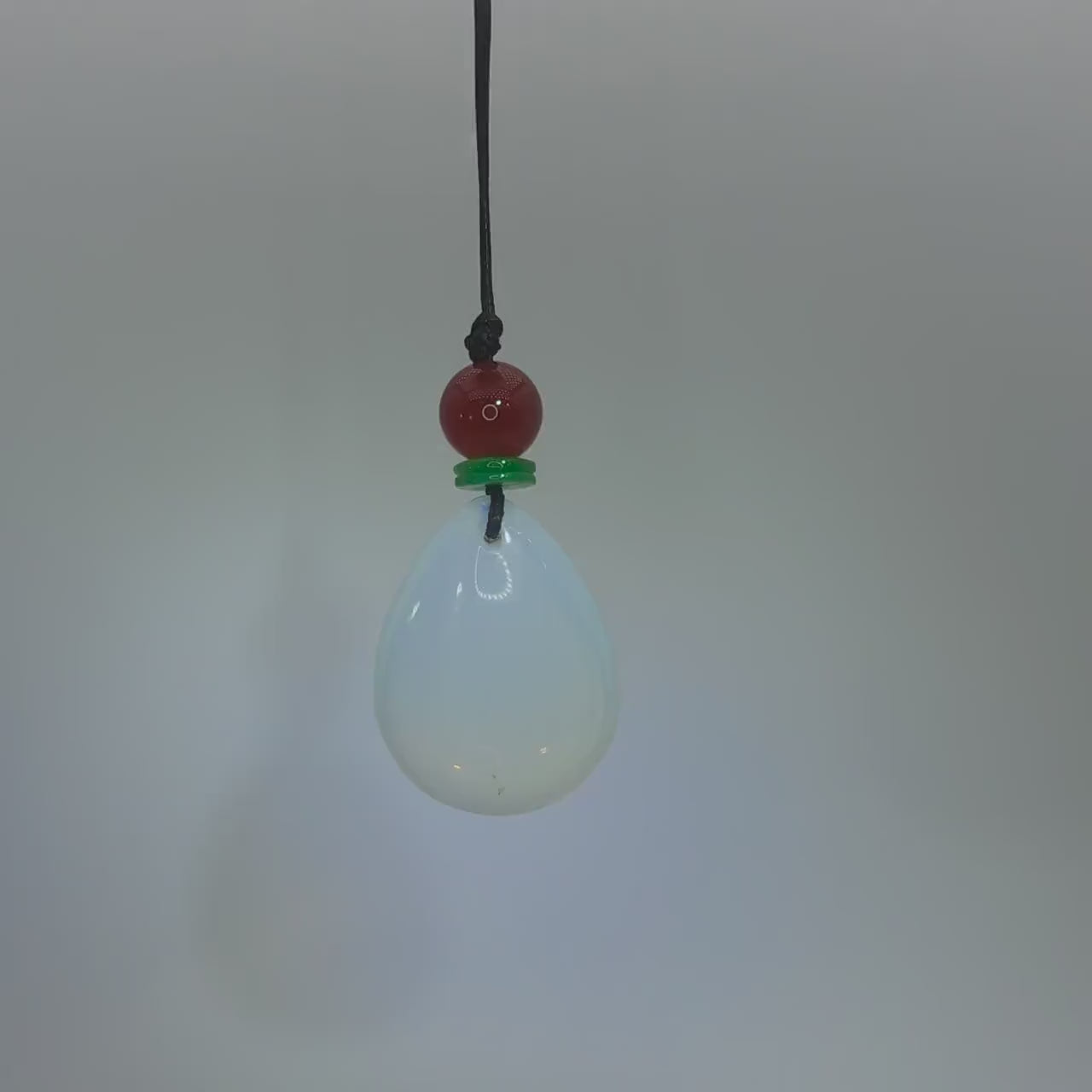 Opalite white opal Necklace Leather cord , Large Size Genuine white opal Jewelry Long Chain Adjustable UP to 30" chunky stone jewelry #2340