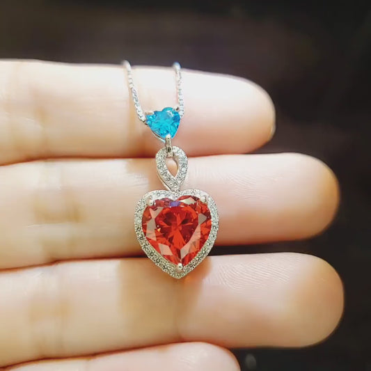 Sunstone Sun stone necklace Double Heart Orange Gemstone Necklace -  Sterling Silver Adjustable Chain jewelry #738